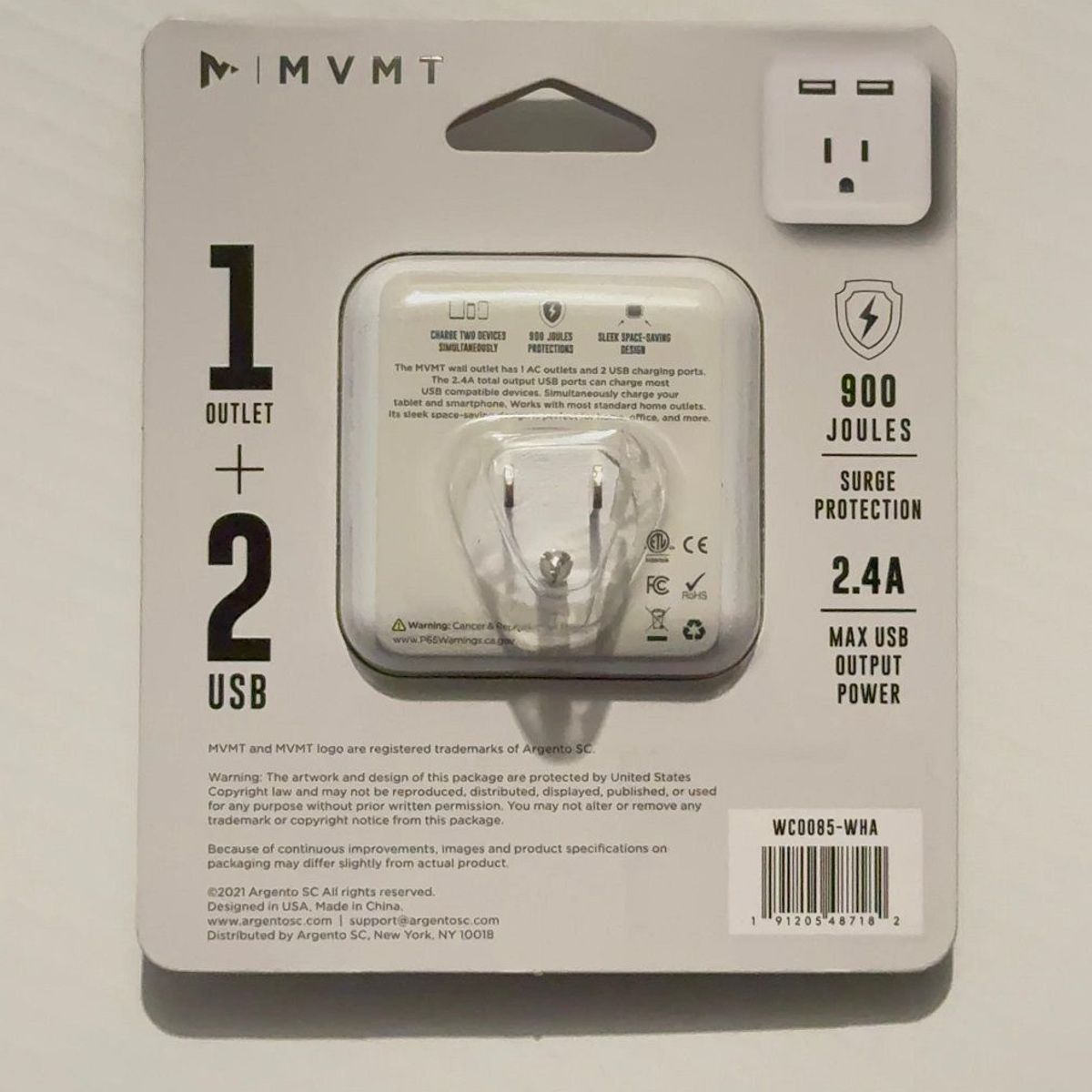 GENERICO - Cargador con 1 salida y 2 entradas USB - Blanco