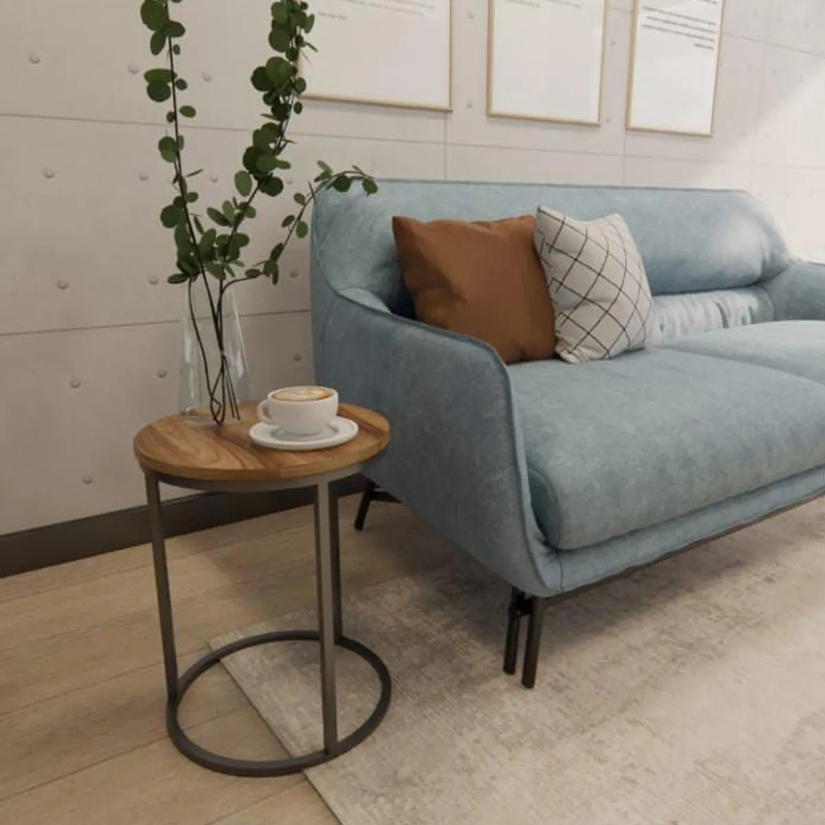 GENERICO - Mesa auxiliar industrial color nogal 40 cm x 60 altura