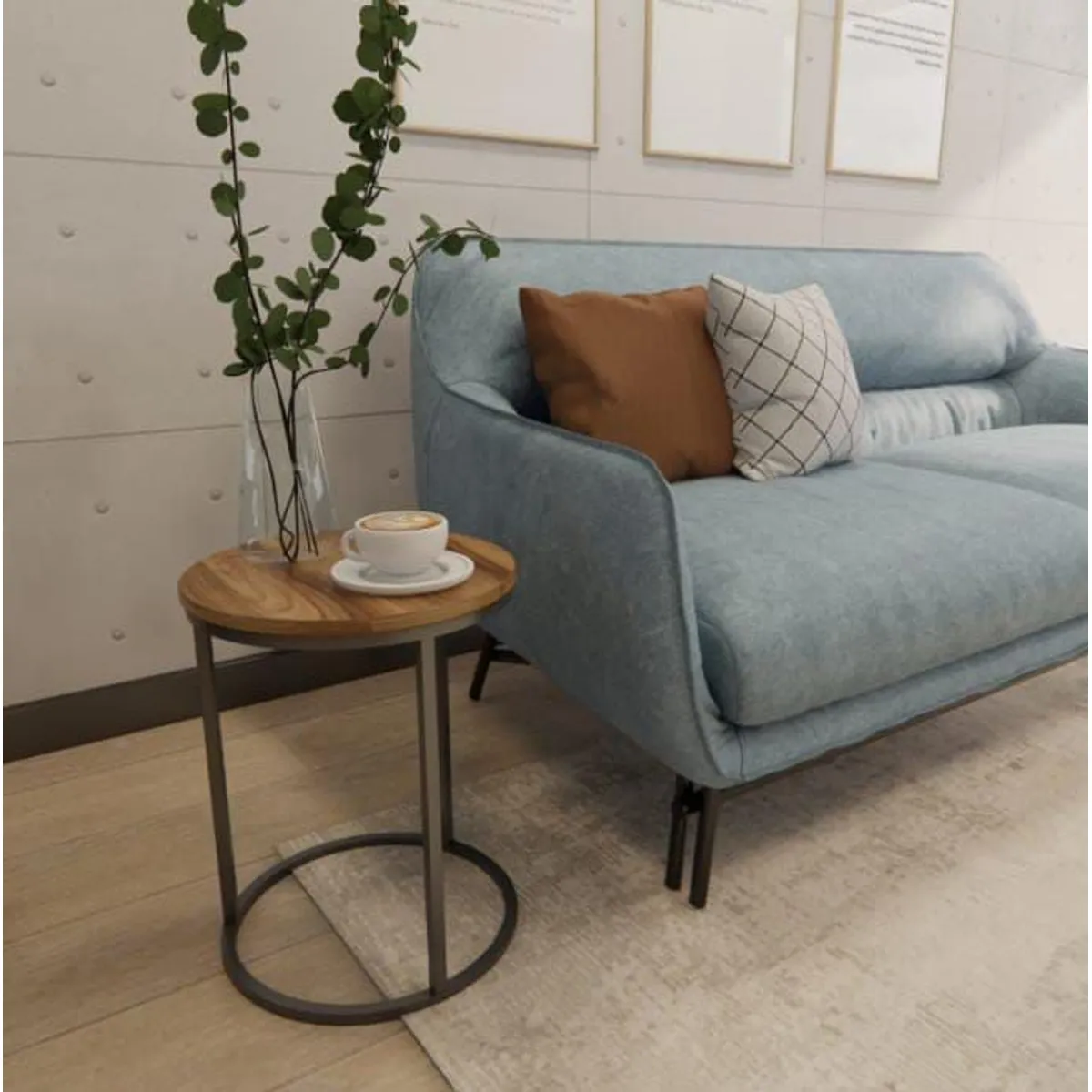 GENERICO - Mesa auxiliar industrial color nogal 40 cm x 60 altura