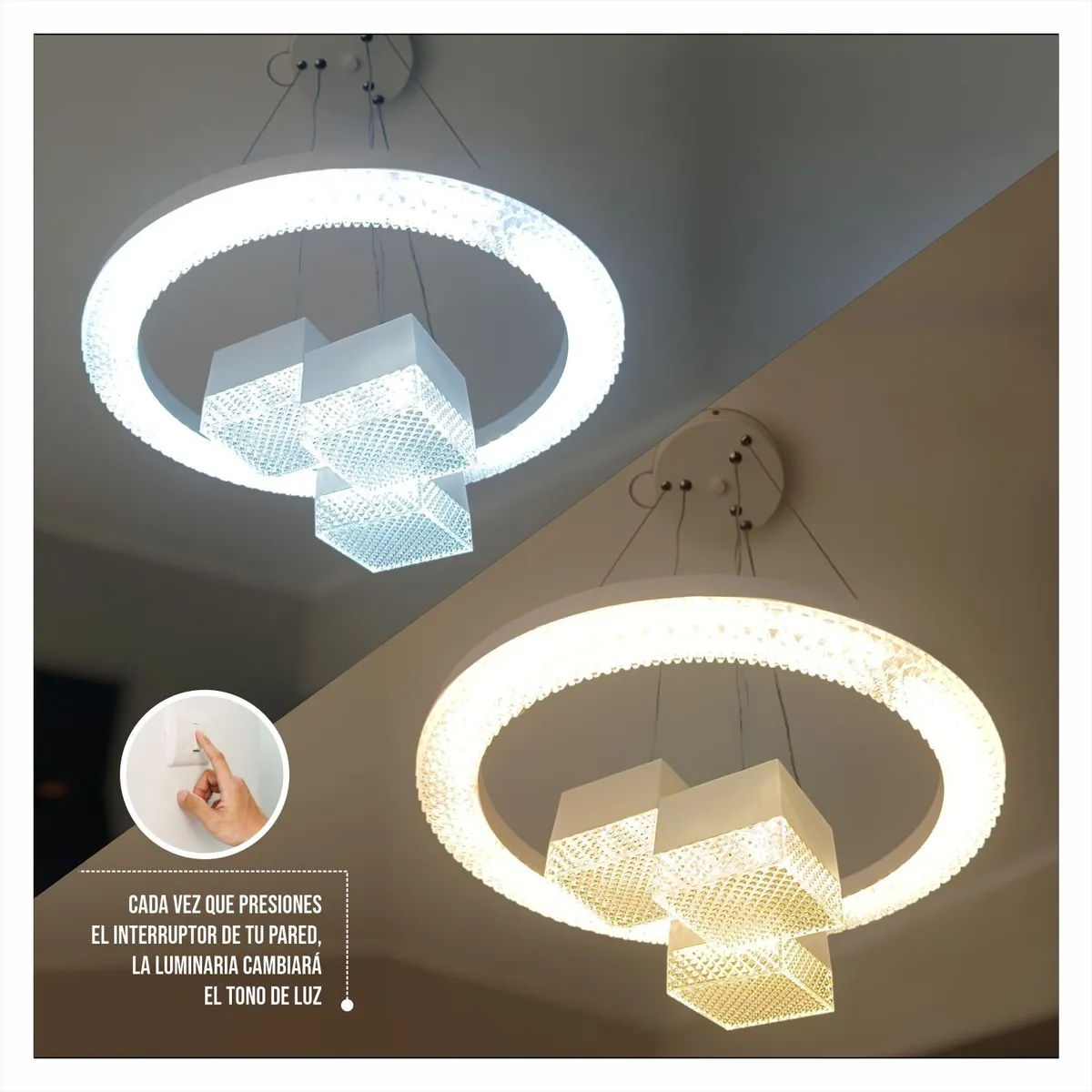 GENERICO - Lampara Colgante Led Tipo Diamante