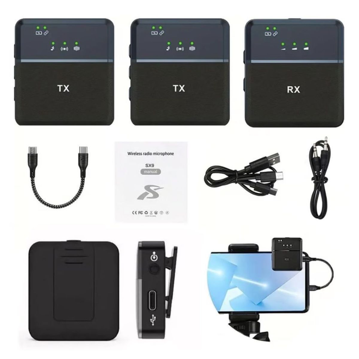 GENERICO - Microfono Inalambrico Solapa Tipo C Sx9 Doble Audio Para Smartphone