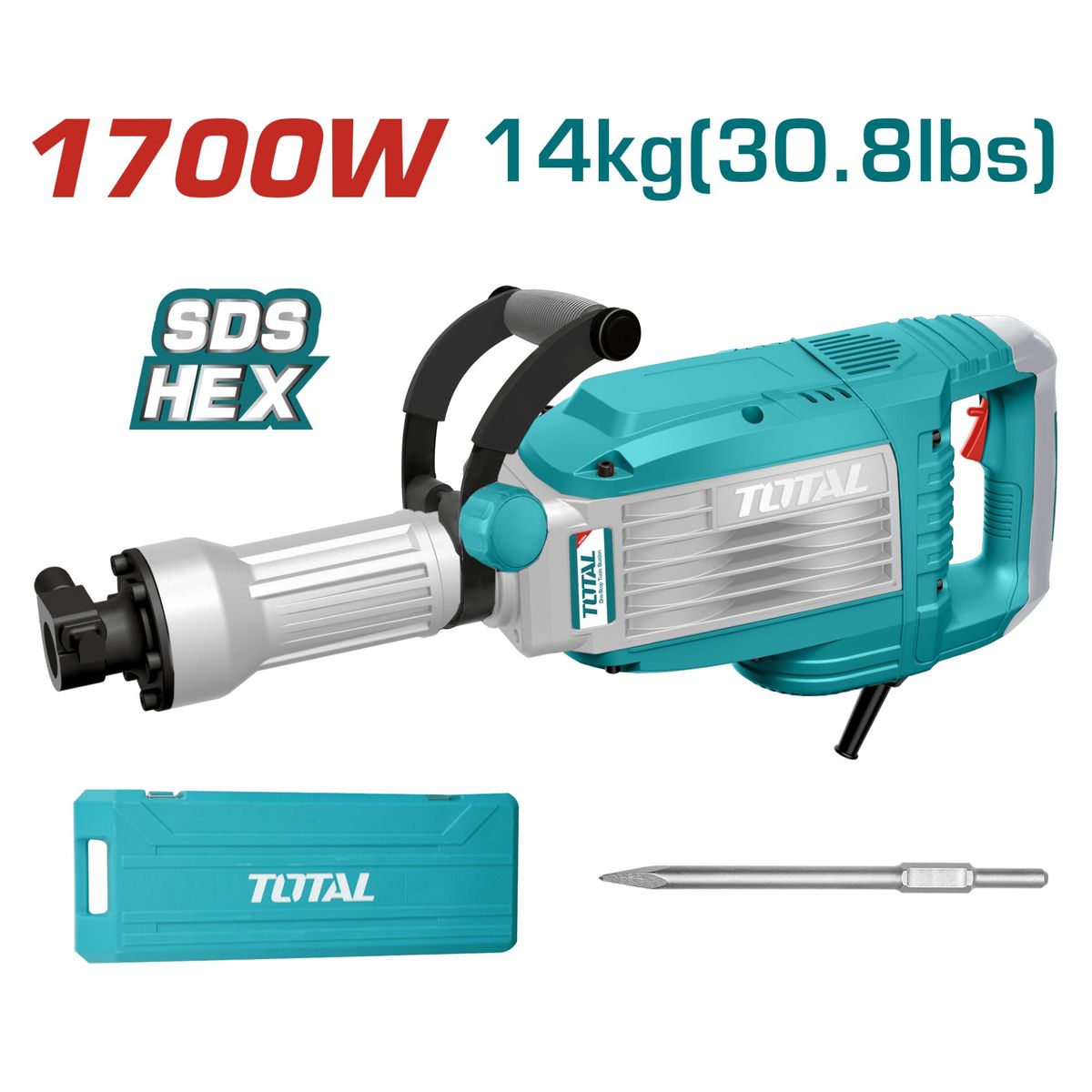 TOTAL TOOLS - Martillo demoledor SDS HEX 1700w 50 Joules Total