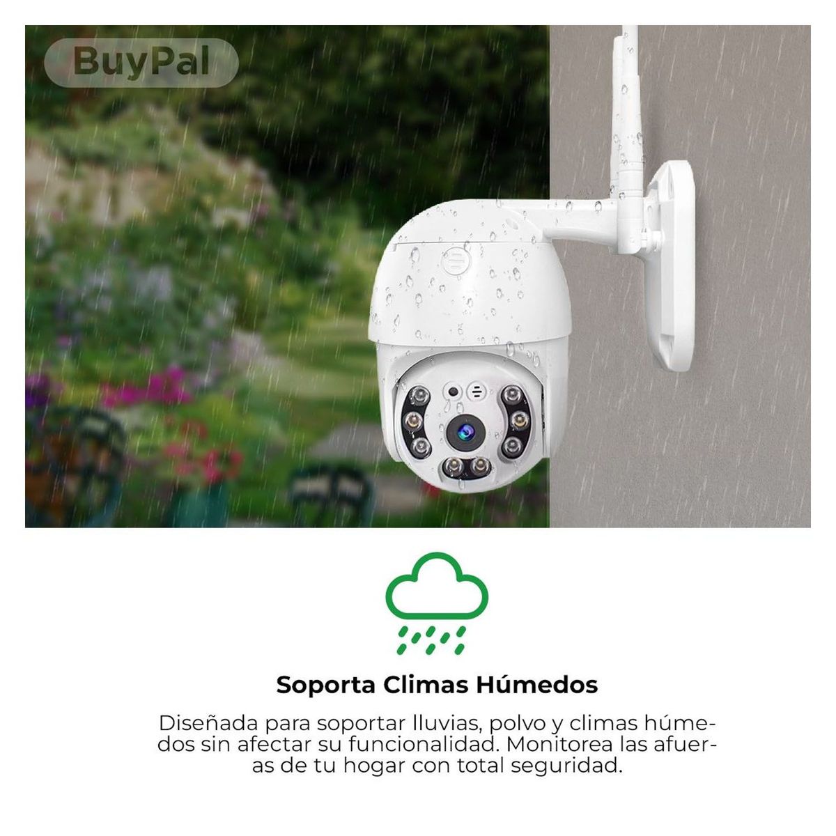 BUYPAL - Camara de Seguridad Exterior IP Full HD Visión Nocturna WiFi