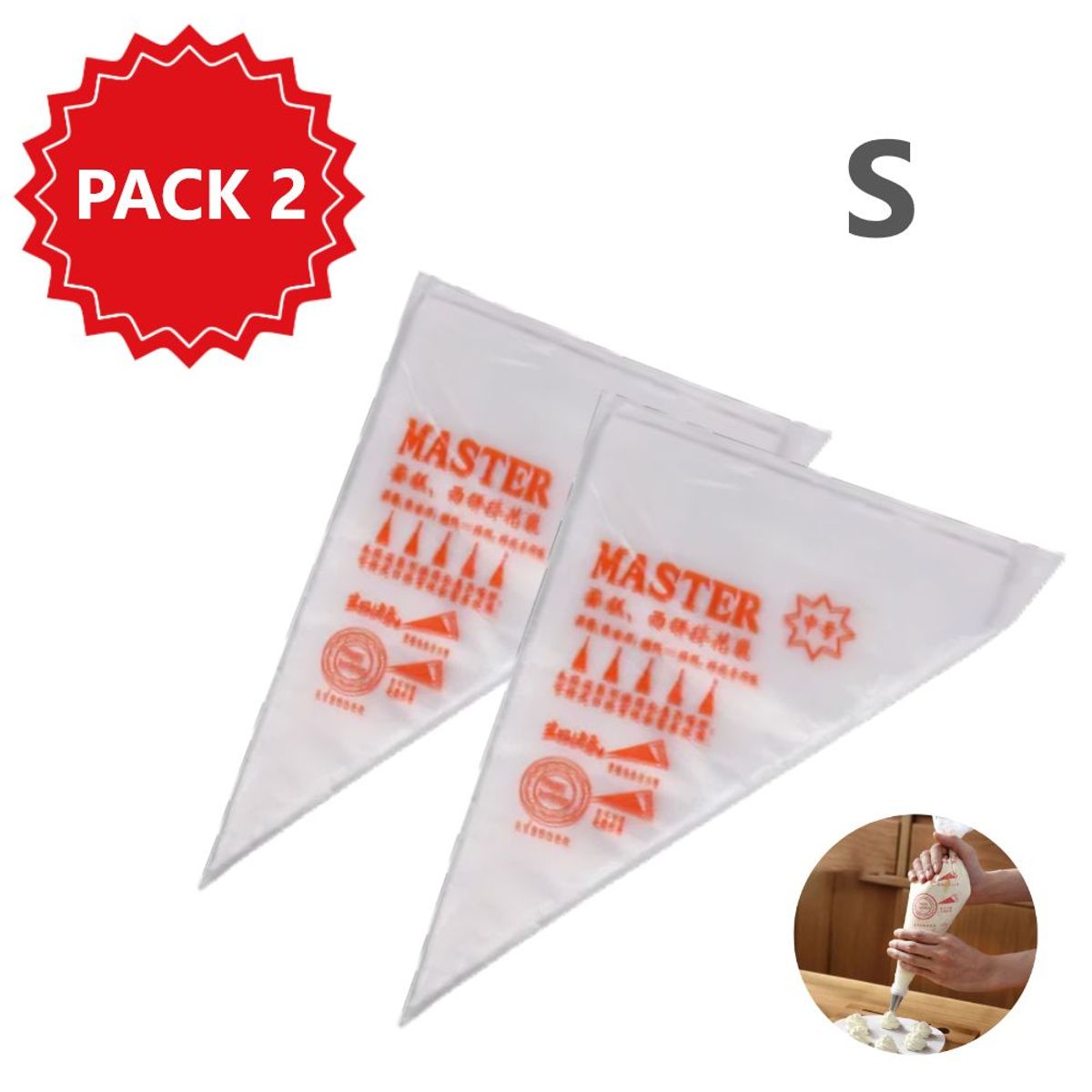 GENERICO - Kit 2 Bolsas desechables S de repostería (100 unidades cada una)