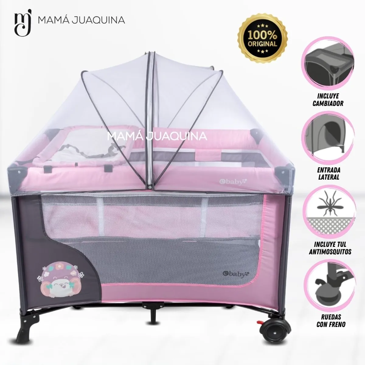EBABY - Cuna Corral de Lujo «LUUBORN» Edición Limitada Pink