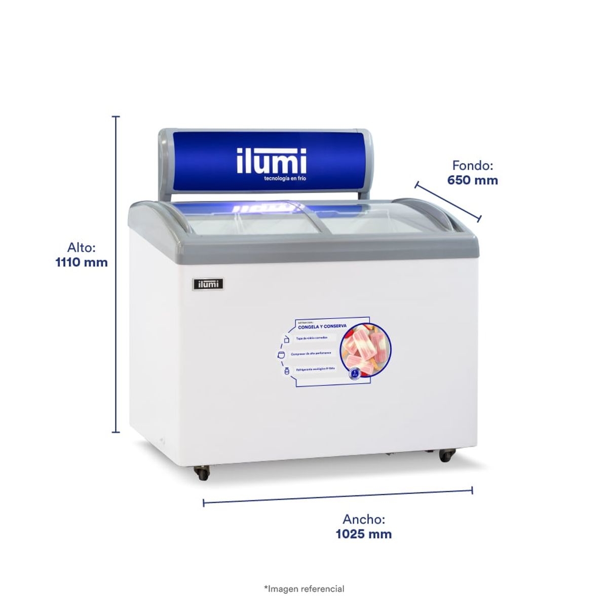 ILUMI - Congelador dual Ilumi Tapa Vidrio de 360 LTS