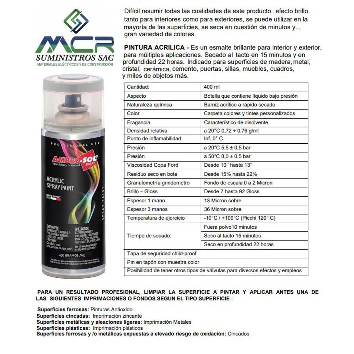 AMBROSOL - PINTURA EN SPRAY PARA RETOQUE DE TABLEROS ELECTRICOS RAL 7035