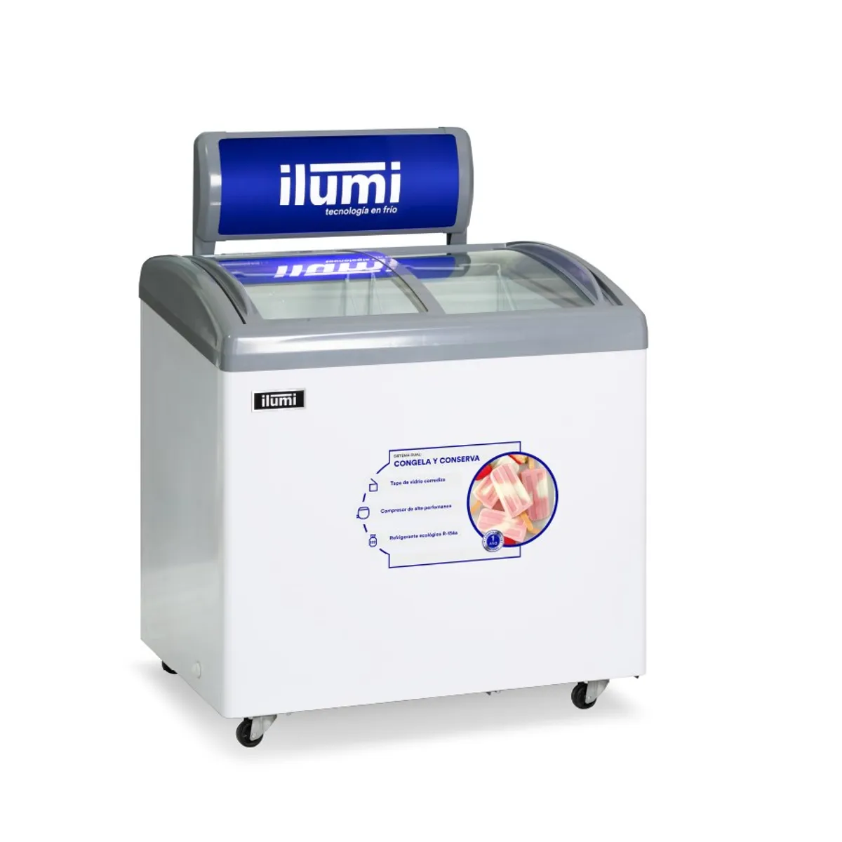 ILUMI - Congelador dual Ilumi Tapa Vidrio de 260 LTS
