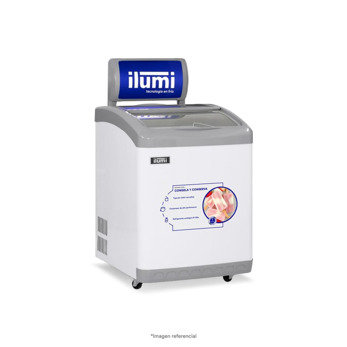 ILUMI - Congelador dual Ilumi Tapa Vidrio de 160 LTS