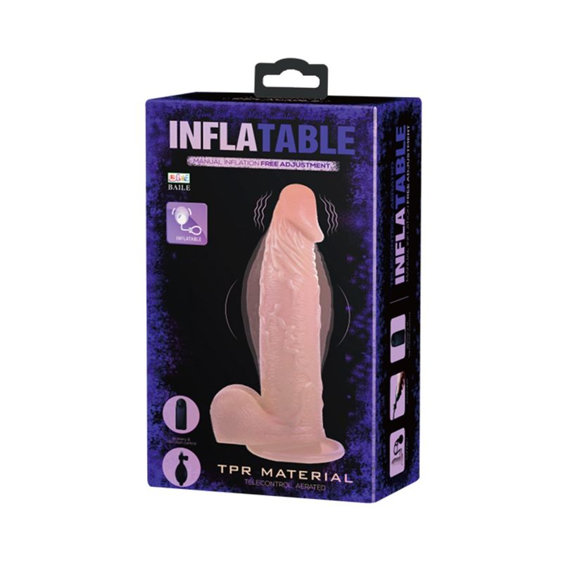 GENERICO - Dildo Vibrador Inflable Realista 19 cm Ø 3.5 cm Ventosa y Control