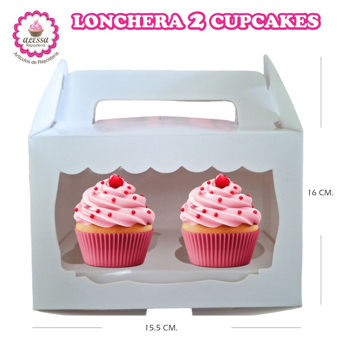 GENERICO - 100 Cajas Lonchera para 2 Cupcakes en Repostería