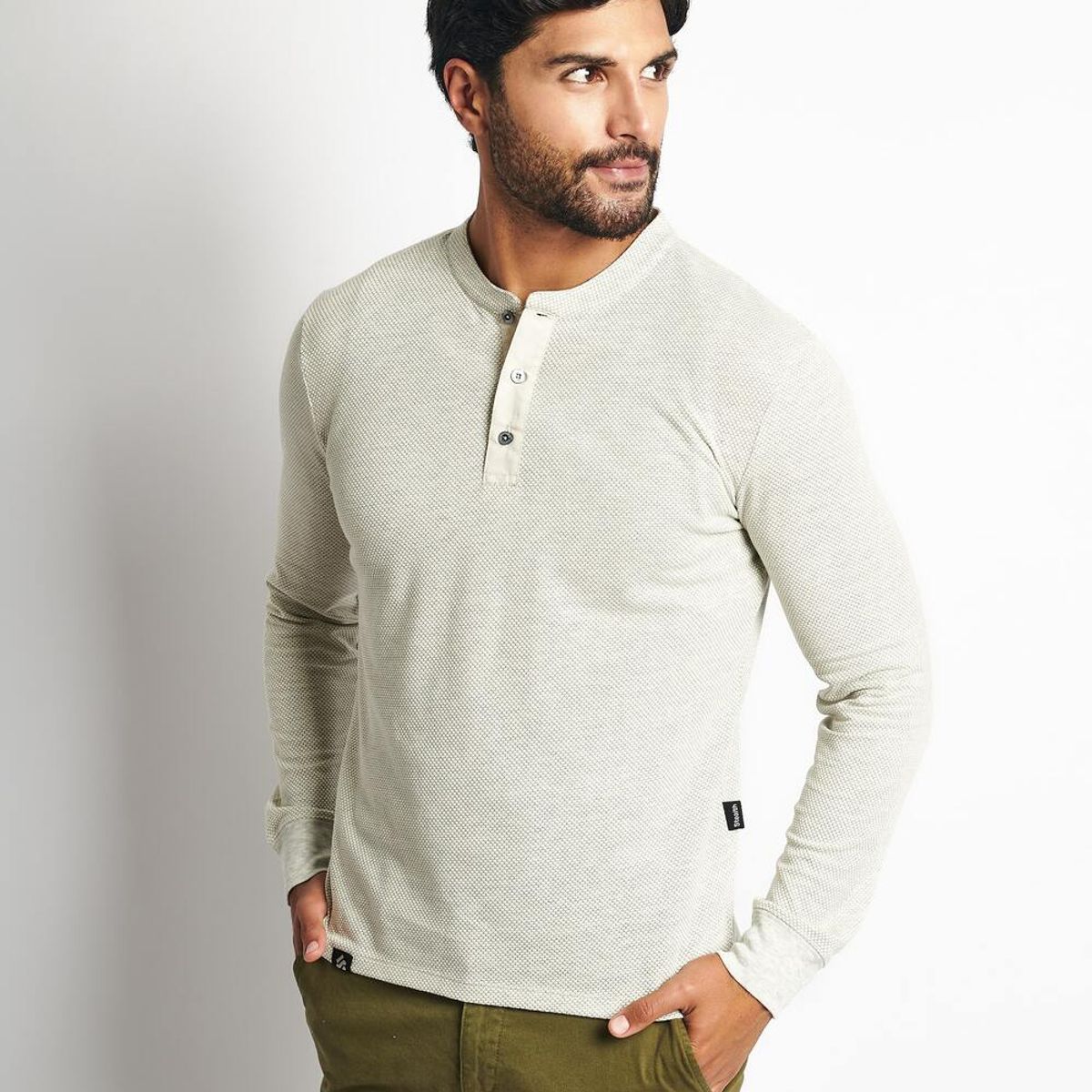 STEALTH - Polo Manga Larga Cuello Henley Hombre Stealth