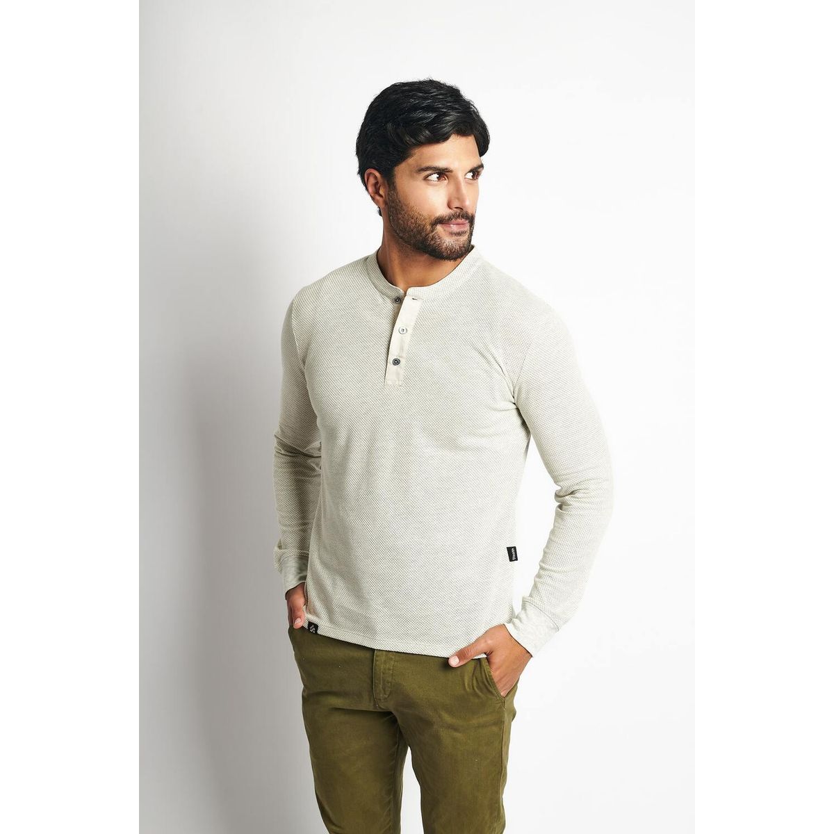 STEALTH - Polo Manga Larga Cuello Henley Hombre Stealth