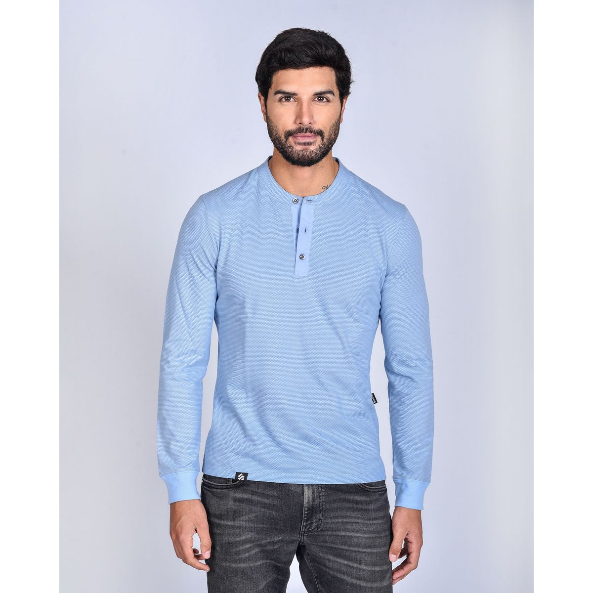 STEALTH - Polo Manga Larga Cuello Henley Hombre Stealth