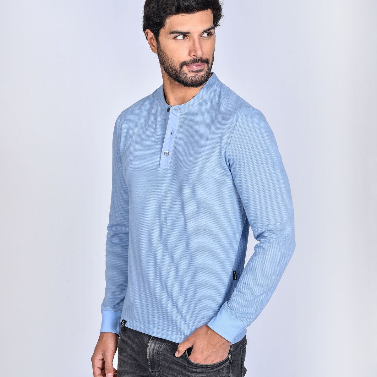 STEALTH - Polo Manga Larga Cuello Henley Hombre Stealth