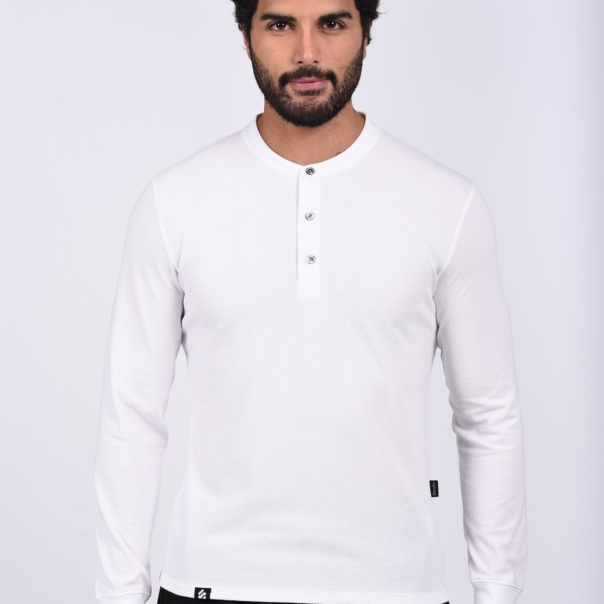 STEALTH - Polo Manga Larga Cuello Henley Hombre Stealth