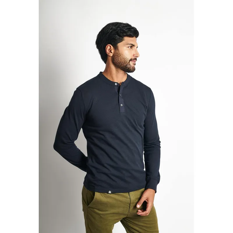 STEALTH - Polo Manga Larga Cuello Henley Hombre Stealth