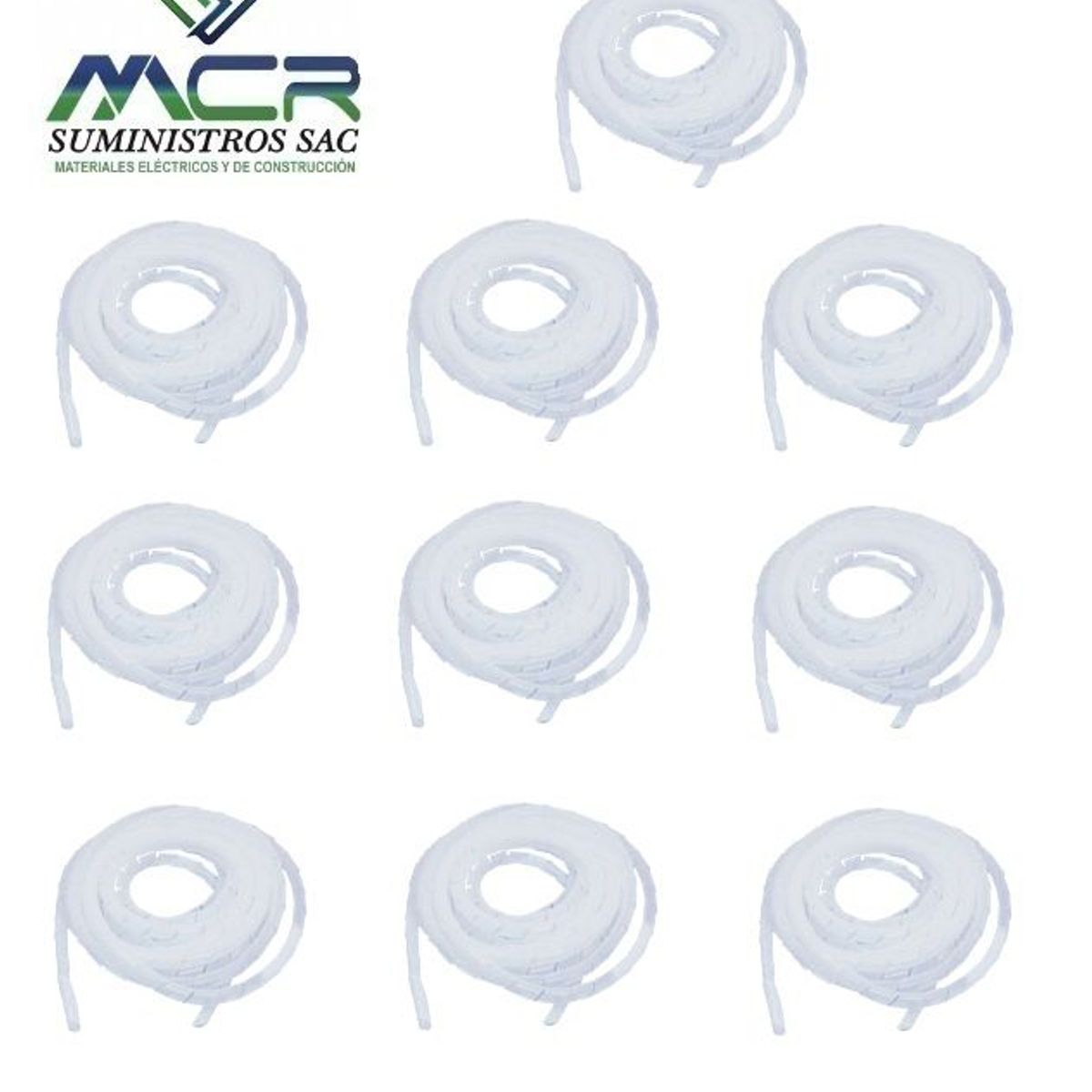 GENERICO - ESPIRAL PORTACABLE DE 6MM CON 10M DE LARGO PLASTICO BLANCO 10UNID