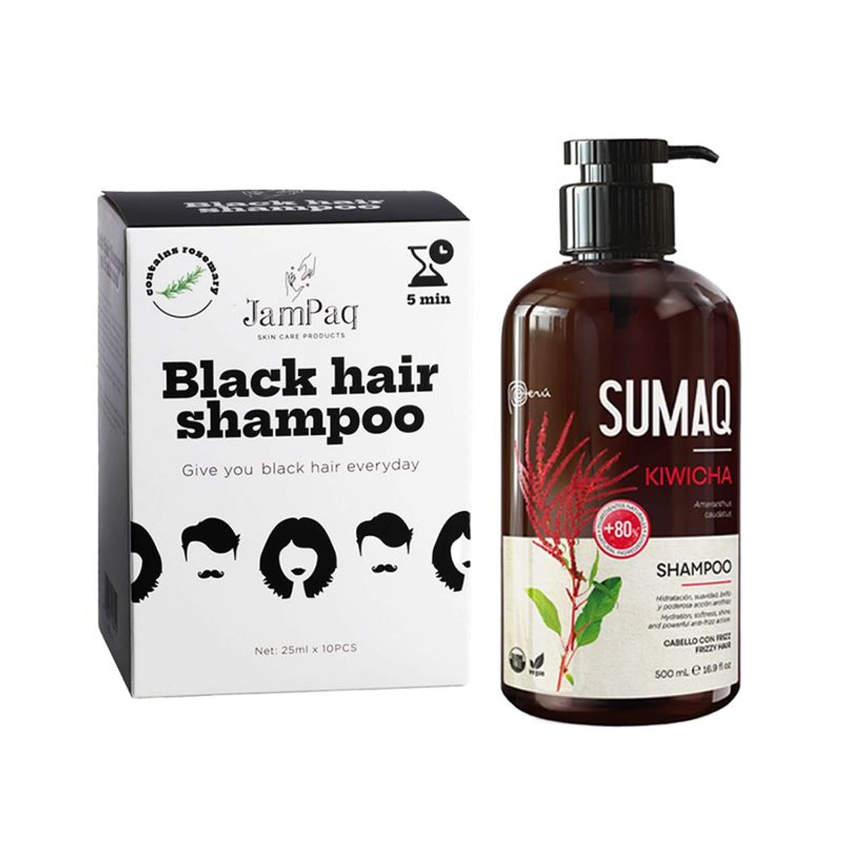 GENERICO - Shampoo Capilar Cubre Canas negro + Shampoo Extracto Kiwicha