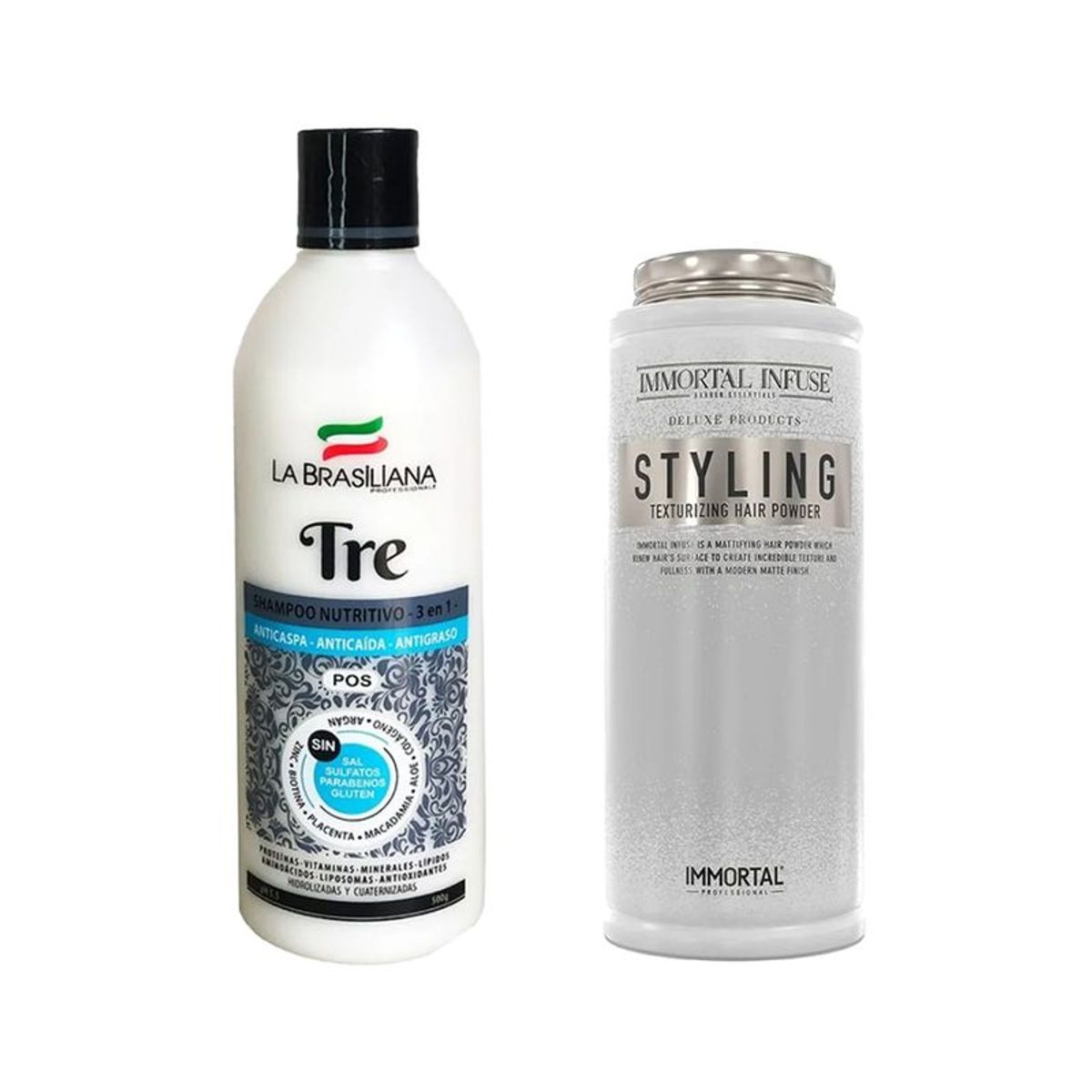 LA BRASILIANA - Shampoo Capilar Tre + Polvo Texturizable Fijador de Cabello