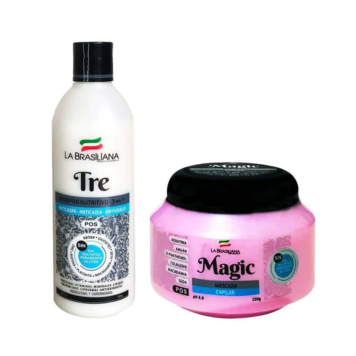 LA BRASILIANA - Shampoo Capilar Tre + Máscara Capilar Pos 250gr