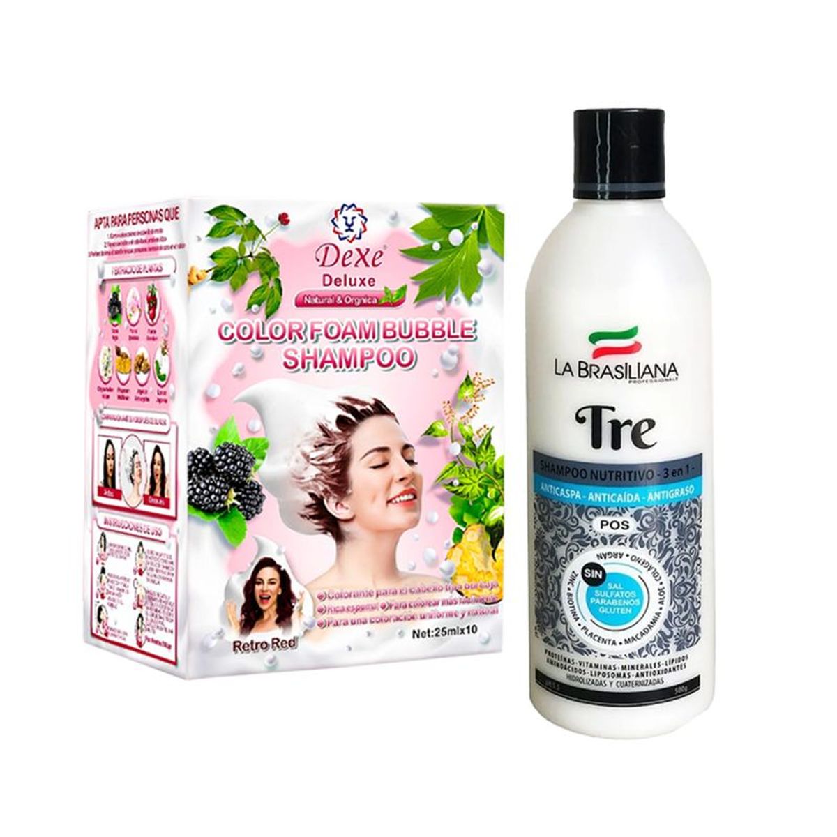 LA BRASILIANA - Shampoo Capilar Tre + Shampoo Cubre Canas Rojo Retro