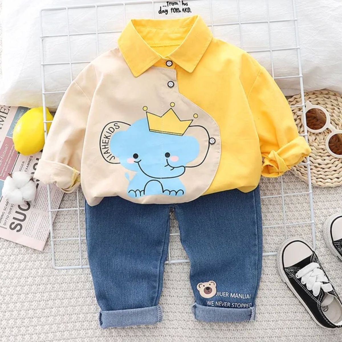 GENERICO - CONJUNTO DE NIÑO ELEFANTE DE  2 PIEZAS