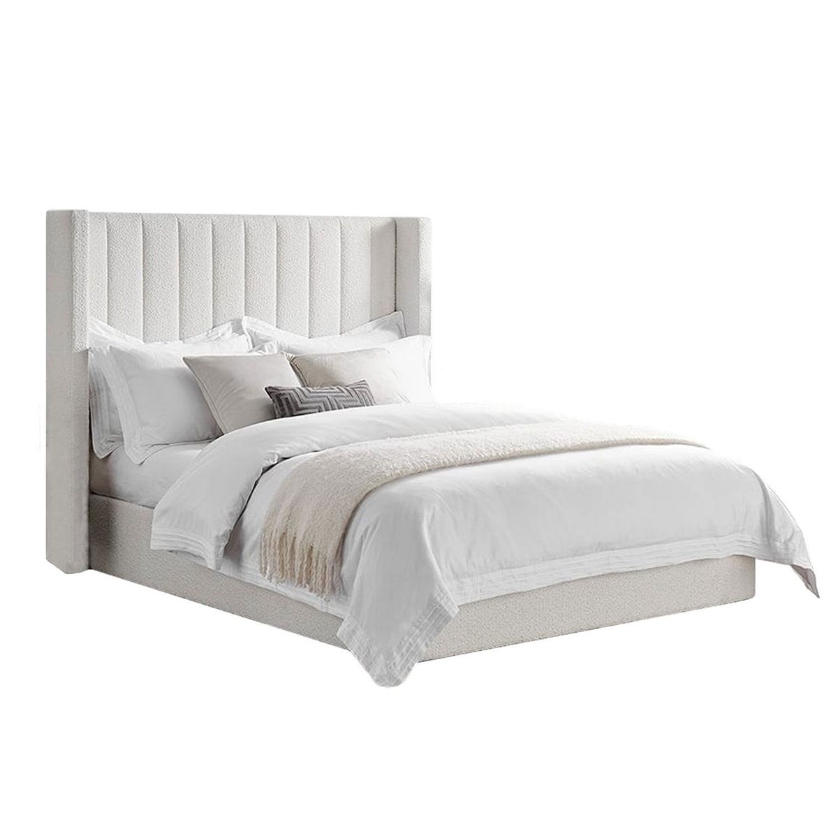 GENERICO - Cama Tapizada Listón Arena 2 Plazas California