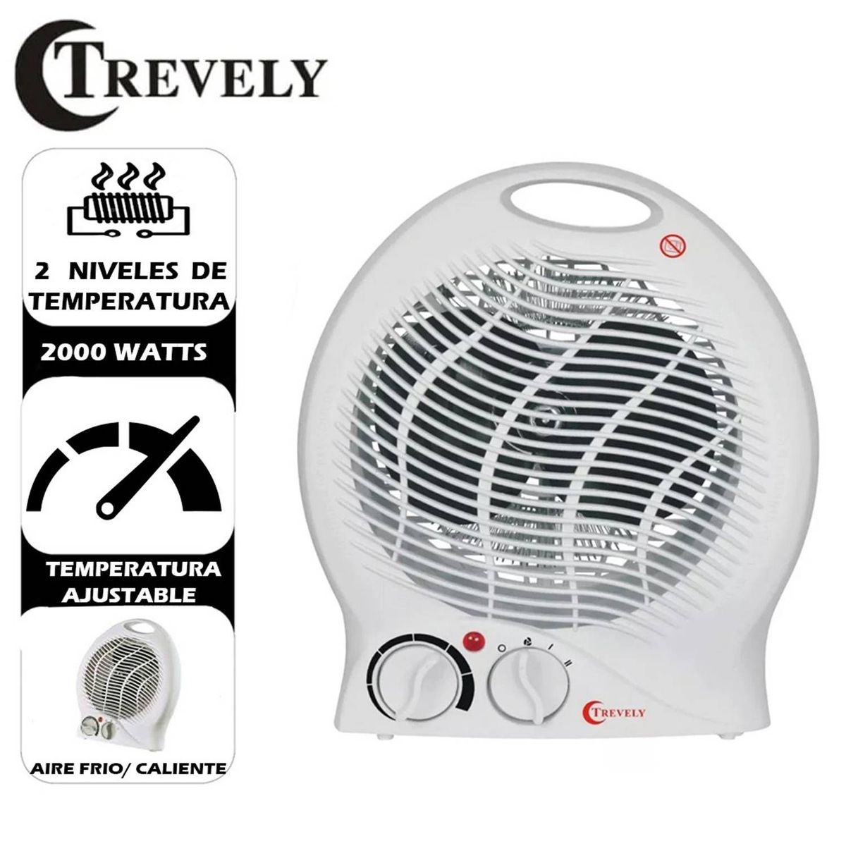 TREVELY - Termoventilador Trevely TCH06 Portatil 2000 watts Blanco