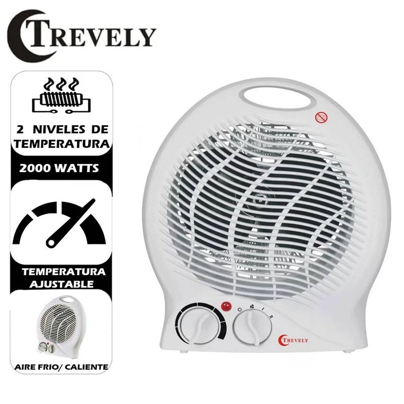 TREVELY - Termoventilador Trevely TCH06 Portatil 2000 watts Blanco