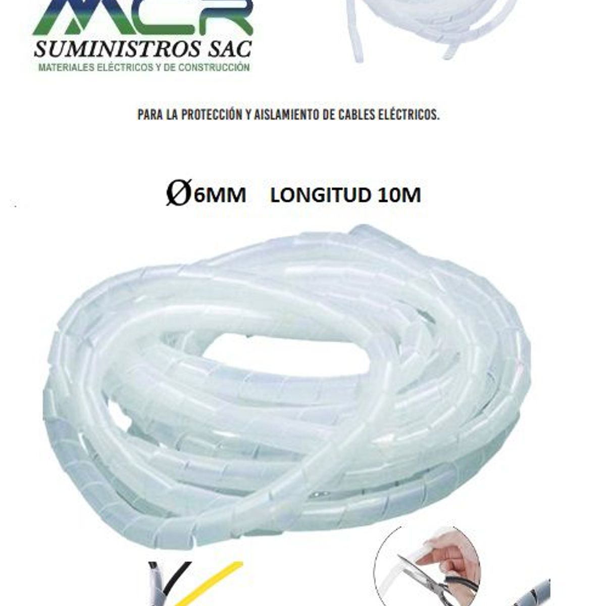 GENERICO - ESPIRAL PROTECTOR DE CABLE 6MM CON 10M DE LARGO