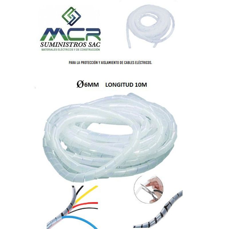 GENERICO - ESPIRAL PROTECTOR DE CABLE 6MM CON 10M DE LARGO