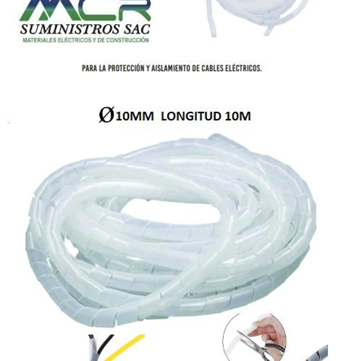 GENERICO - ESPIRAL PROTECTOR DE CABLE 10MM CON 10M DE LARGO