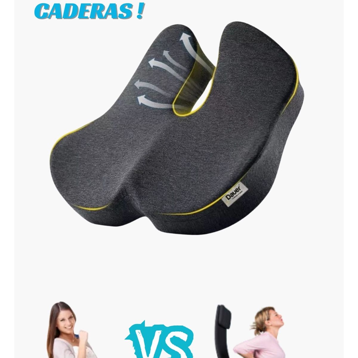 DAUER - Cojín Asiento 3D Ortopédico para Coxis Color Negro