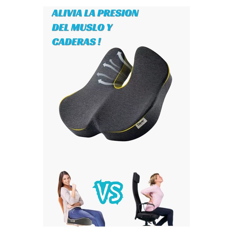 DAUER - Cojín Asiento 3D Ortopédico para Coxis Color Negro