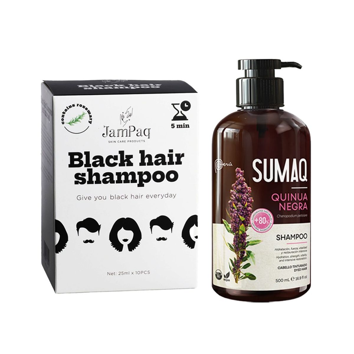 GENERICO - Shampoo Capilar Cubre Canas negro + Shampoo de Quinua Negra