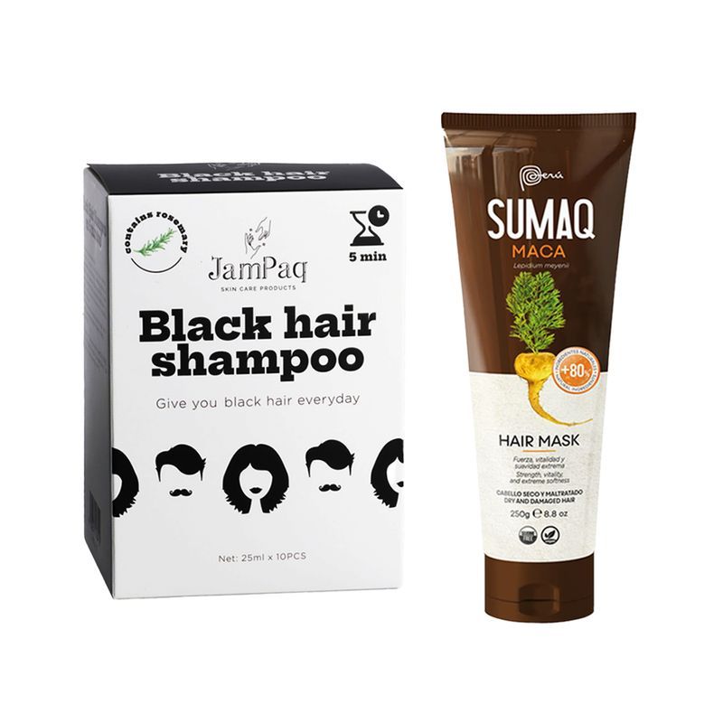 GENERICO - Shampoo Capilar Cubre Canas negro + Máscara Capilar Maca