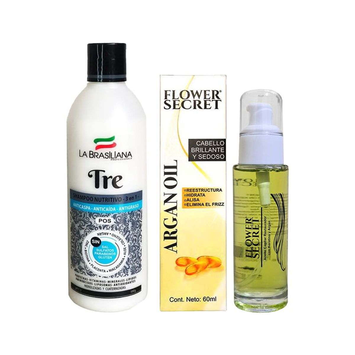 LA BRASILIANA - Shampoo Capilar Tre + Aceite de Argán Flower Secret