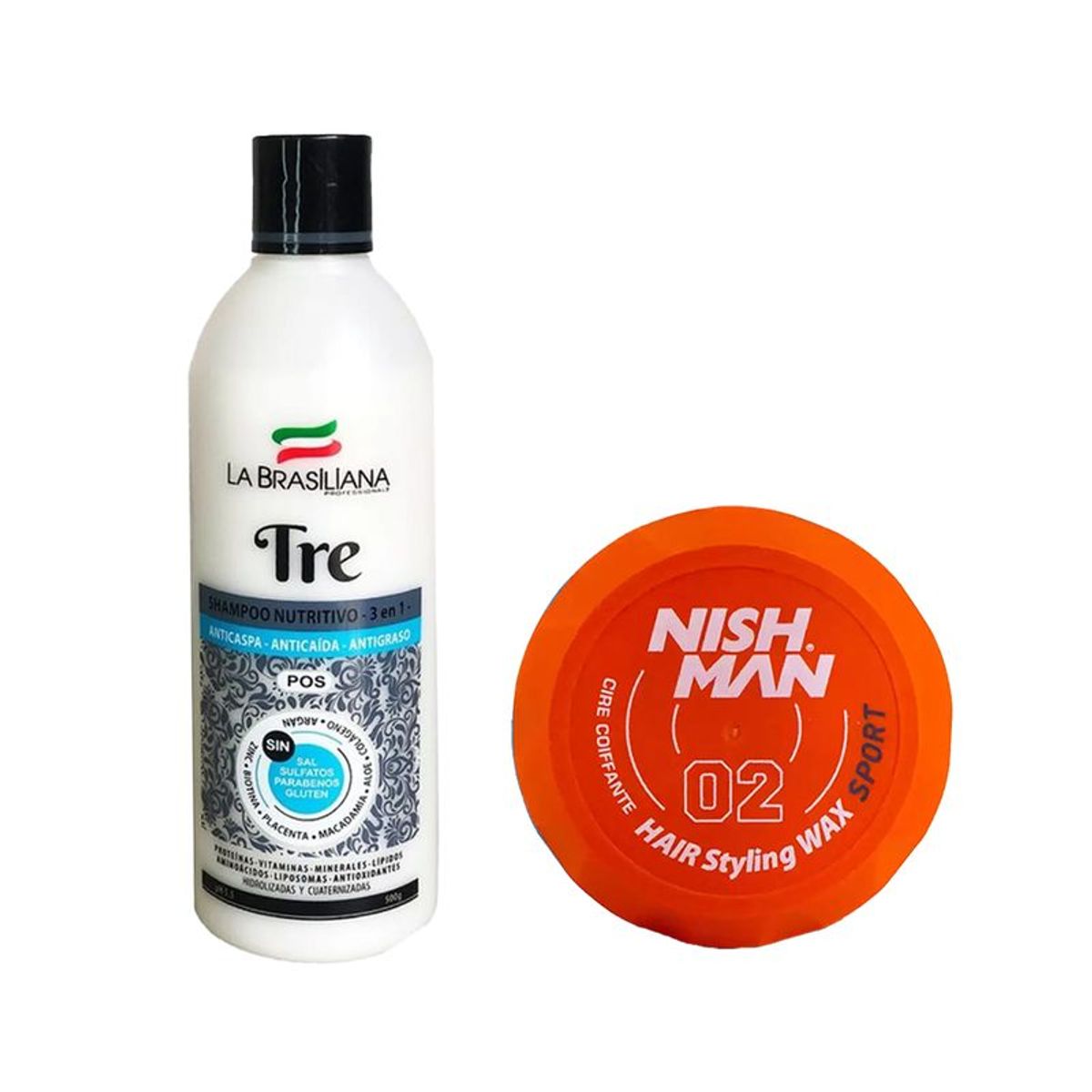 LA BRASILIANA - Shampoo Capilar Tre + Cera Fijadora de Cabello 02 Nishman