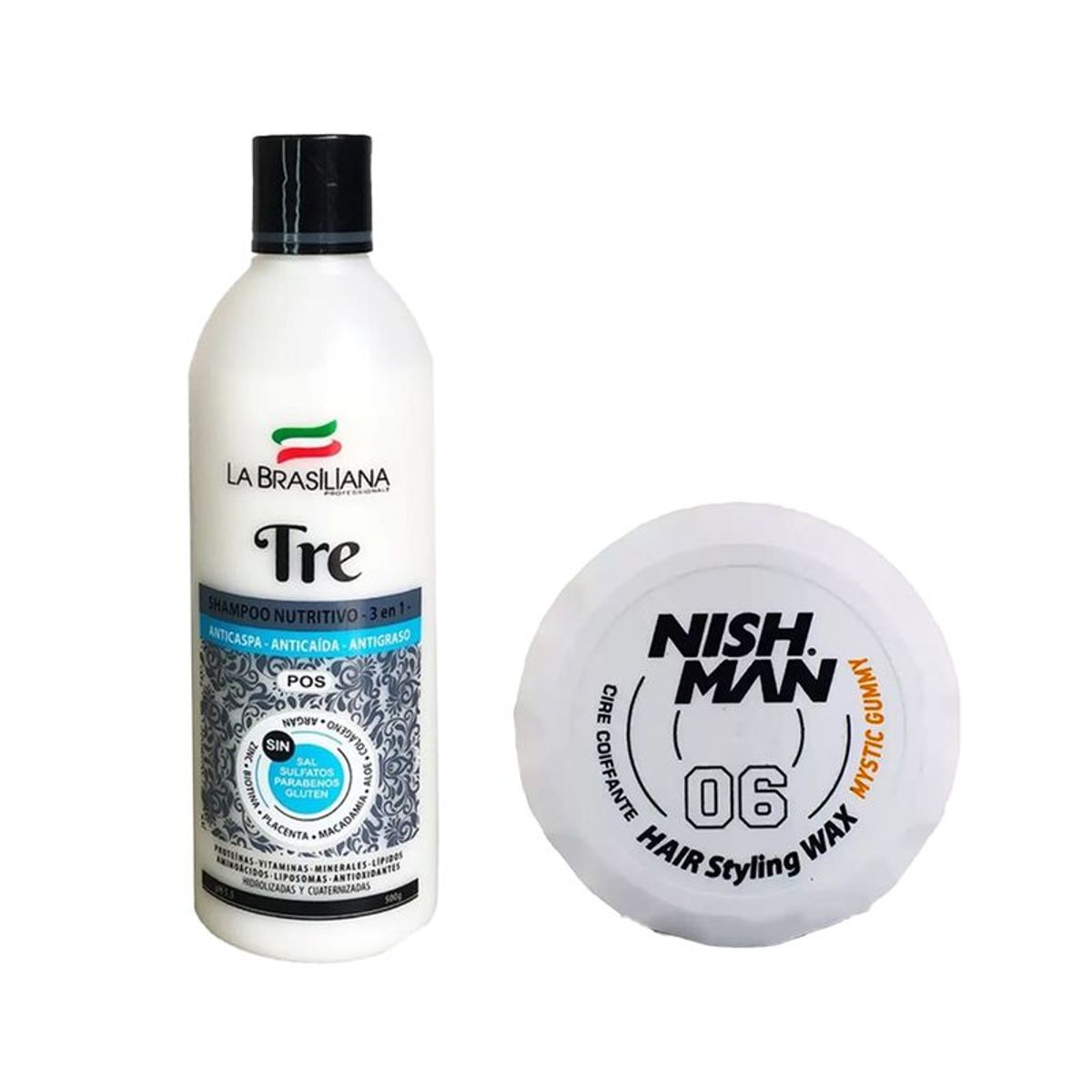 LA BRASILIANA - Shampoo Capilar Tre + Cera Fijadora de Cabello 06 Nishman