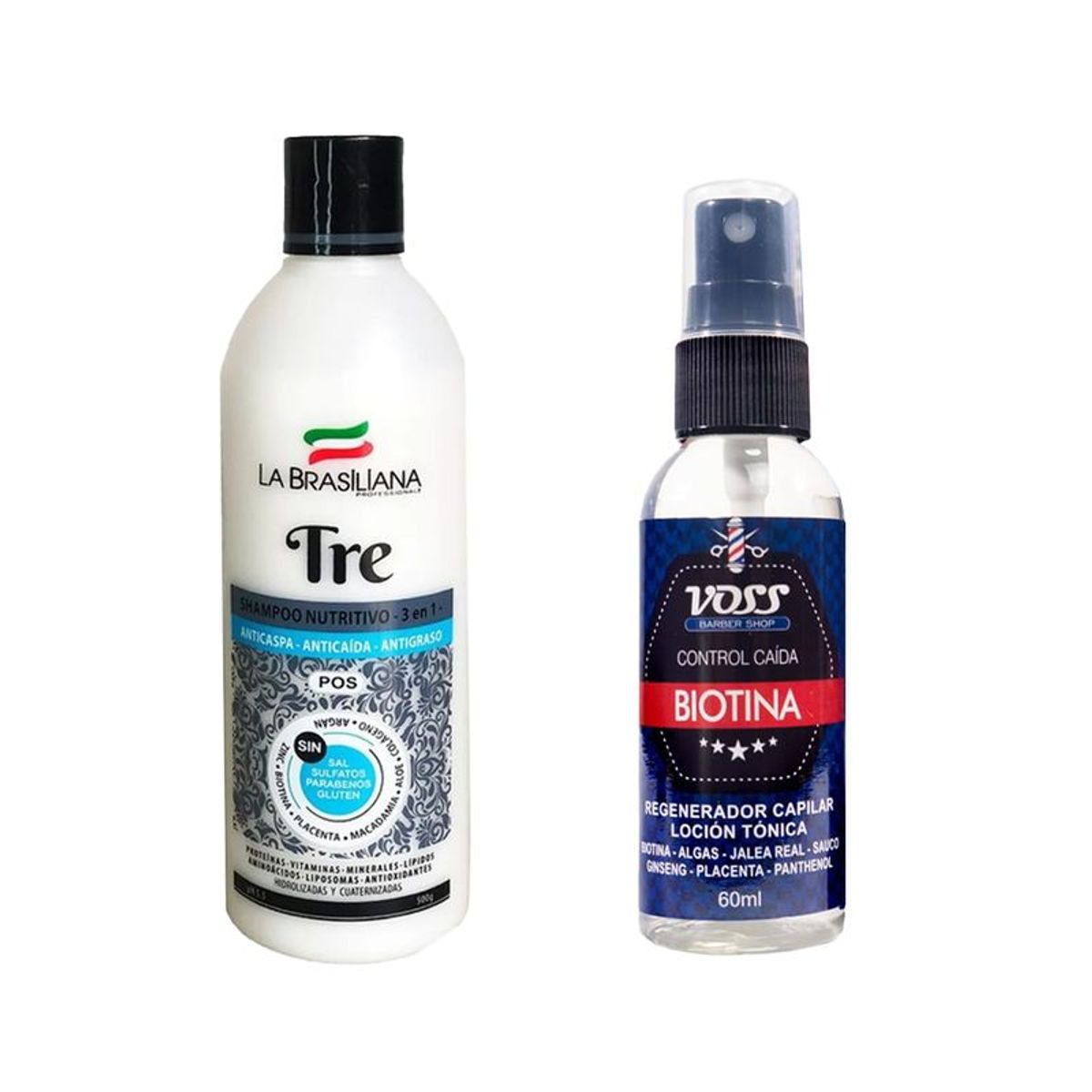 LA BRASILIANA - Shampoo Capilar Tre + Biotina Control Caida Locion Tonica
