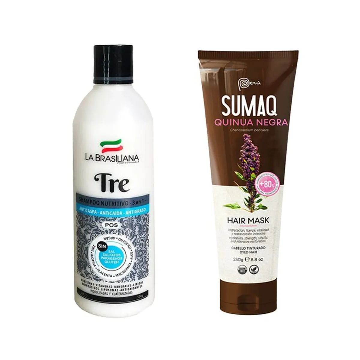 LA BRASILIANA - Shampoo Capilar Tre + Máscara Capilar Extracto Quinua Negra
