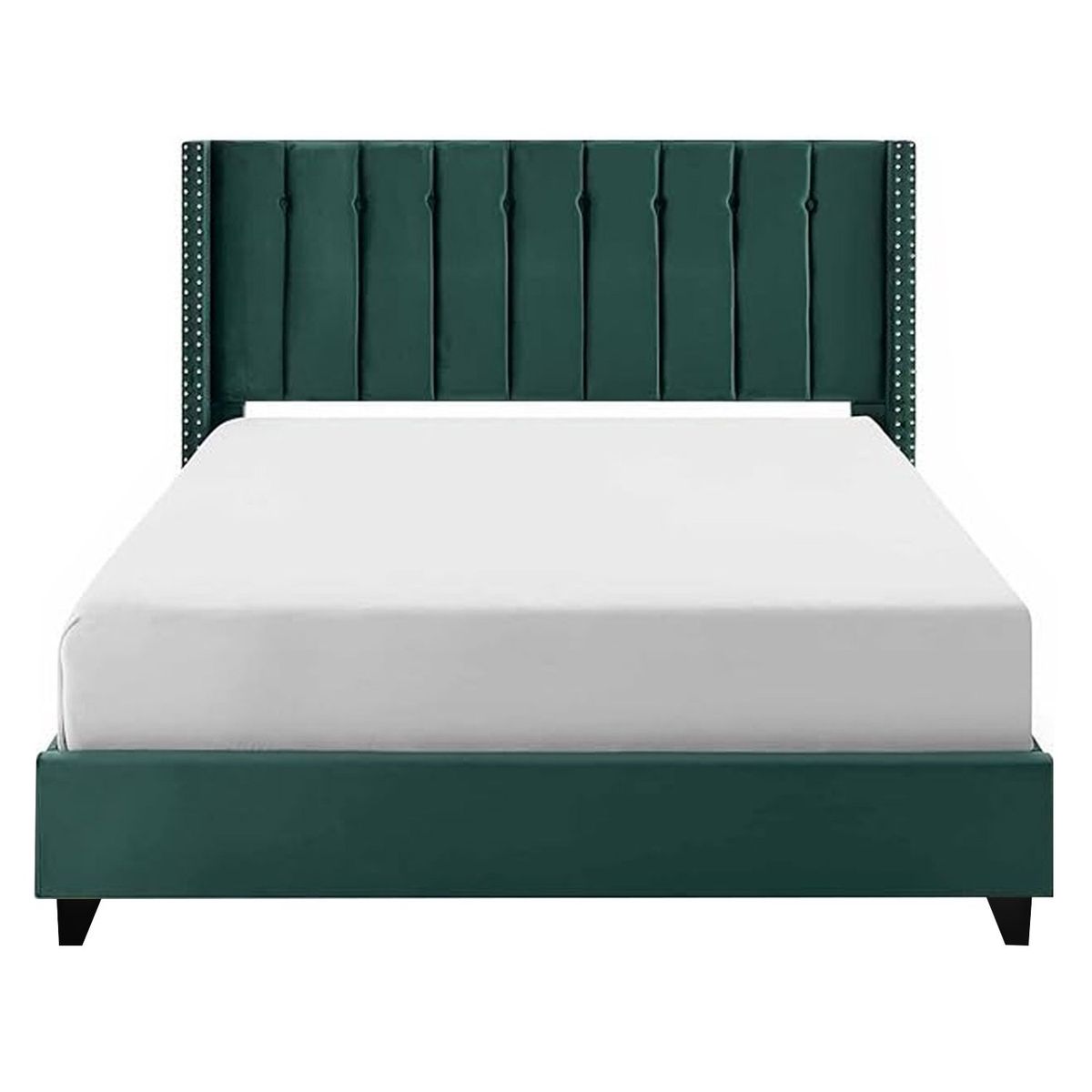 GENERICO - Cama Tapizada Listón con Botones Verde 1.5 Plz