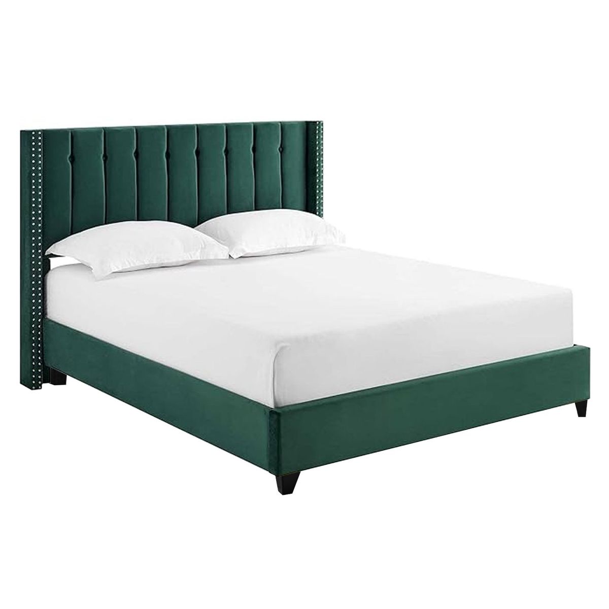 GENERICO - Cama Tapizada Listón con Botones Verde 1.5 Plz