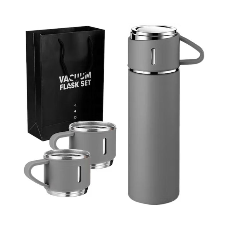 LH ELECTRONIC - Set de 3 Piezas Termo 500ml C/ Tazas de Acero