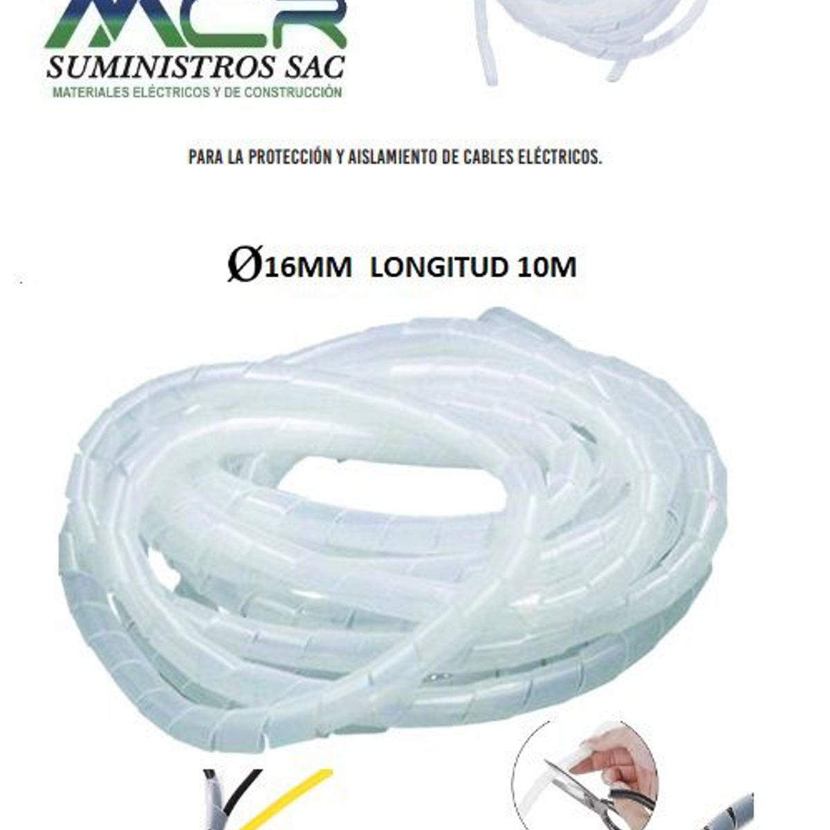 GENERICO - ESPIRAL PROTECTOR DE CABLE 16MM CON 10M DE LARGO