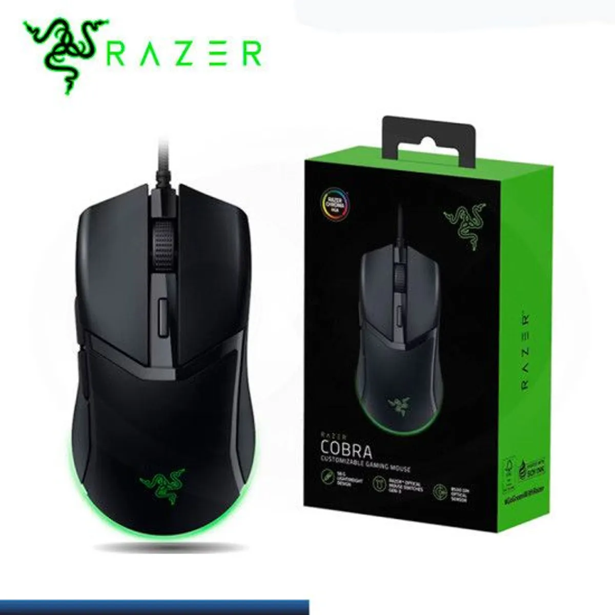 RAZER - MOUSE RAZER COBRA 8500 DPI SWITCH OPTICO 90M CHROMA BLACK