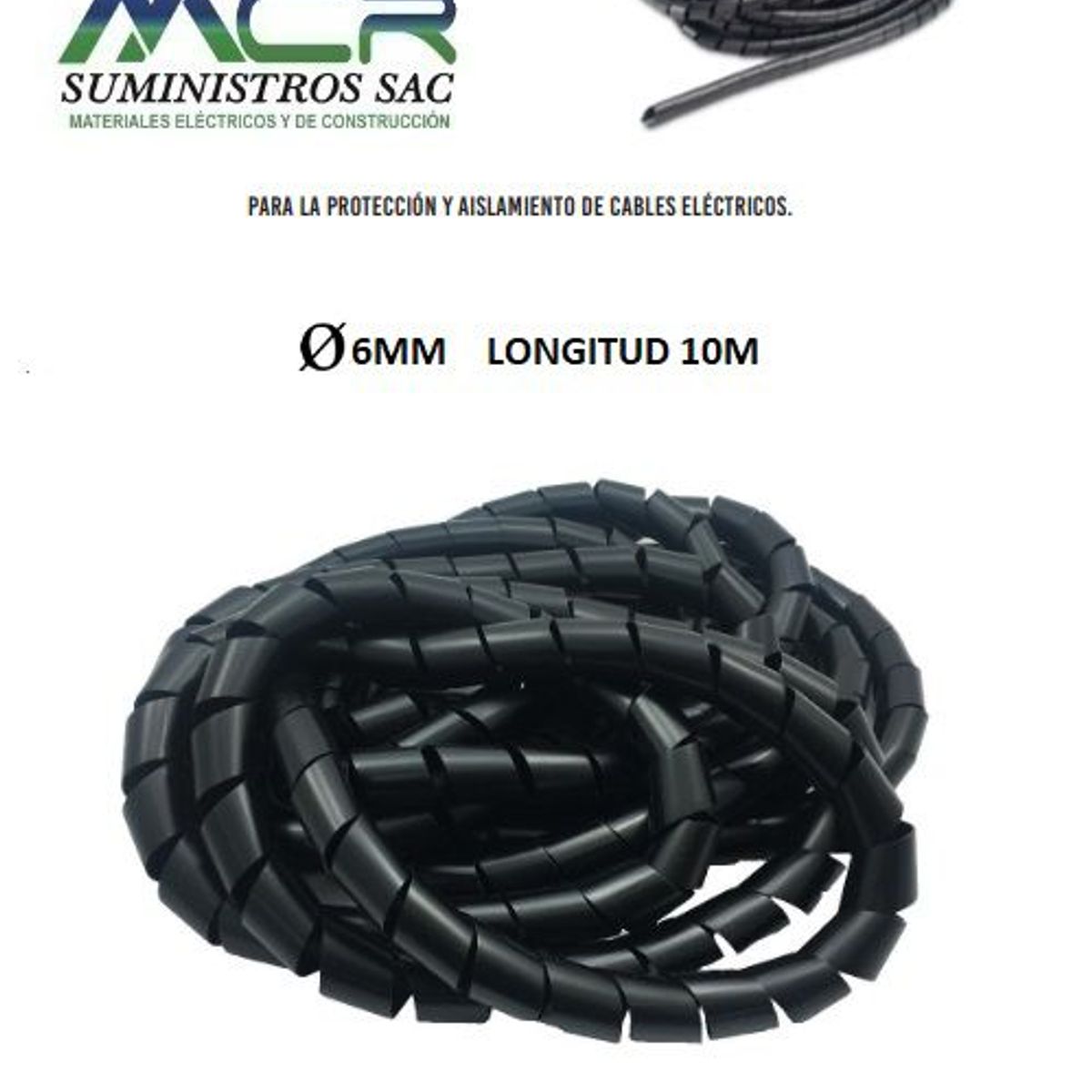 GENERICO - ESPIRAL PROTECTOR DE CABLE 6MM CON 10M DE LARGO X 2UND