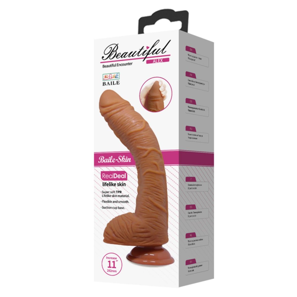 GENERICO - Dildo Hiper Realista Piel Trigueña Curvado 28.2 cm x Ø 5cm con Ventosa