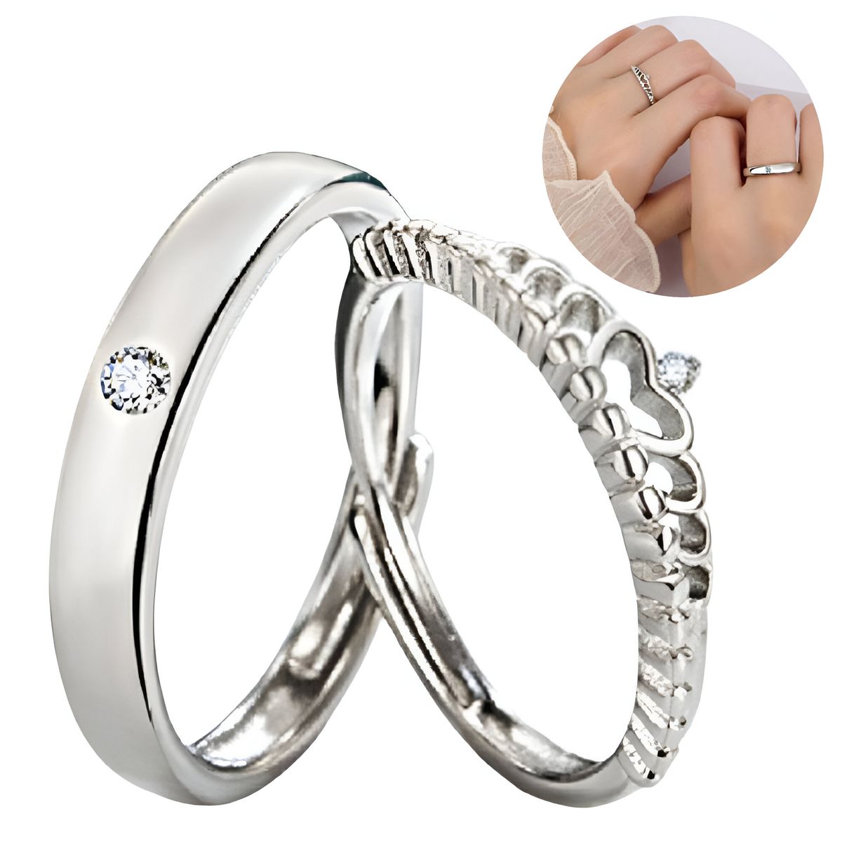 NO LOGO - Anillo Para Pareja Rey y Reina - Regalo Enamorados novios
